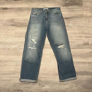 Joes Jeans Distressed Mid Rise Cropped Rolled Jeans